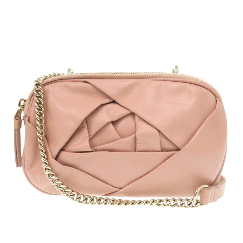 美品 ロジェヴィヴィエ レザー ピンク チェーンショルダーバッグ 0296【中古】Roger Vivier