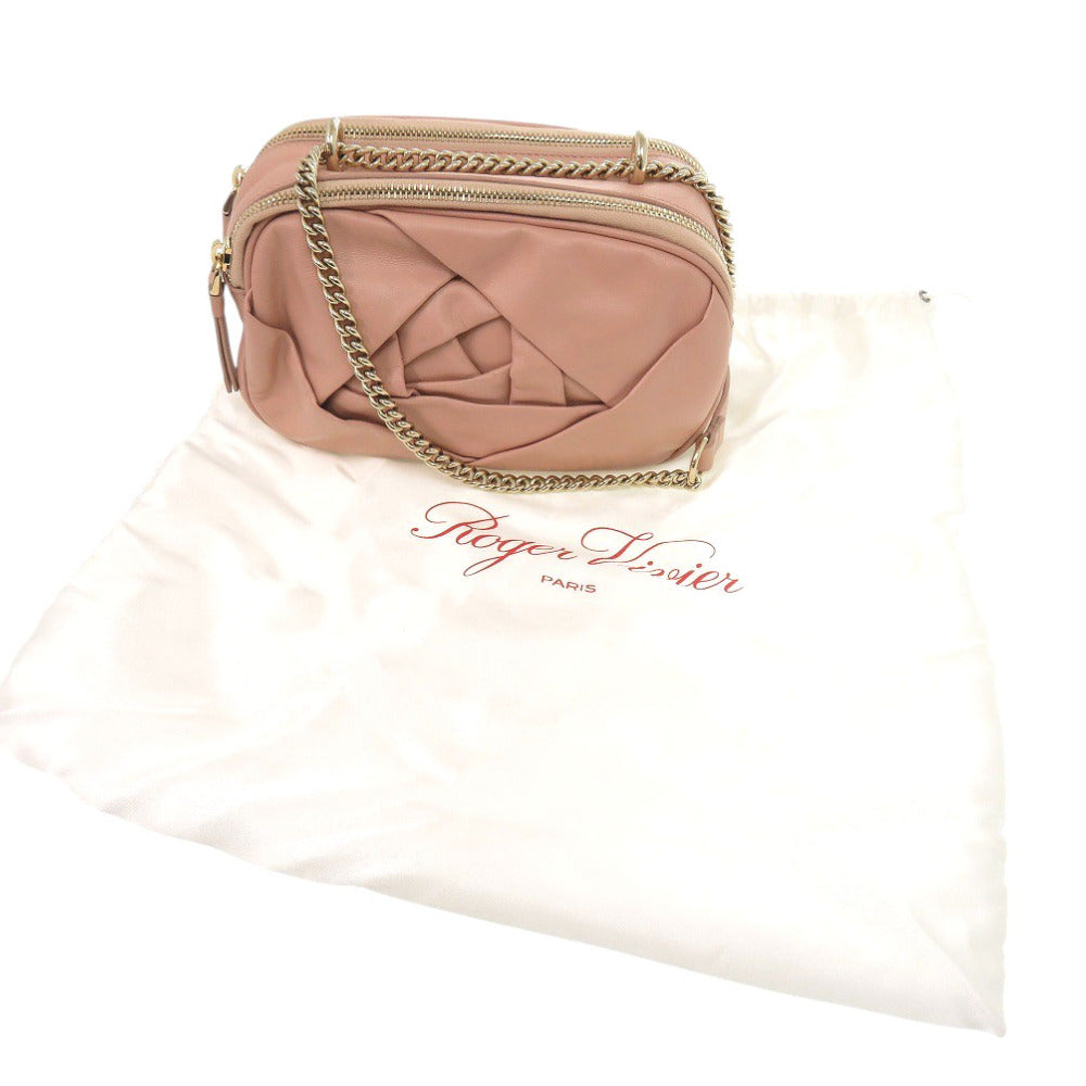 美品 ロジェヴィヴィエ レザー ピンク チェーンショルダーバッグ 0296【中古】Roger Vivier