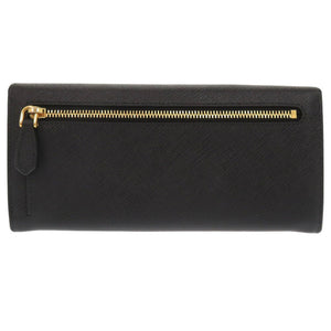 美品 プラダ サフィアーノ レザー ブラック 長財布 二つ折り長財布 黒 0301【中古】PRADA