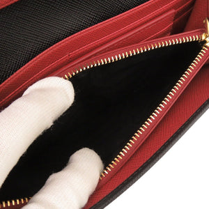 美品 プラダ サフィアーノ レザー ブラック 長財布 二つ折り長財布 黒 0301【中古】PRADA