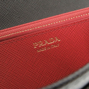 美品 プラダ サフィアーノ レザー ブラック 長財布 二つ折り長財布 黒 0301【中古】PRADA