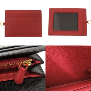 美品 プラダ サフィアーノ レザー ブラック 長財布 二つ折り長財布 黒 0301【中古】PRADA