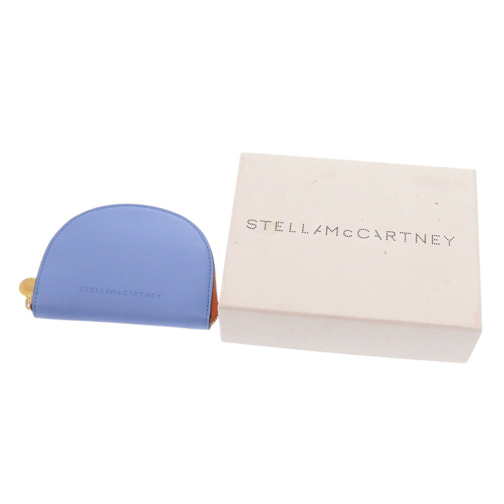 未使用 ステラマッカートニー ハーフムーン トリコロールカラー 700258 スカイブルー ポリウレタン コインケース 青 0302【中古】Stella McCartney