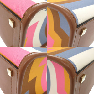 新品同様 ジミーチュウ アベニュー S レザー キャンバス ブラウン トートバッグ マルチカラー 0310【中古】JIMMY CHOO