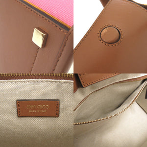 新品同様 ジミーチュウ アベニュー S レザー キャンバス ブラウン トートバッグ マルチカラー 0310【中古】JIMMY CHOO