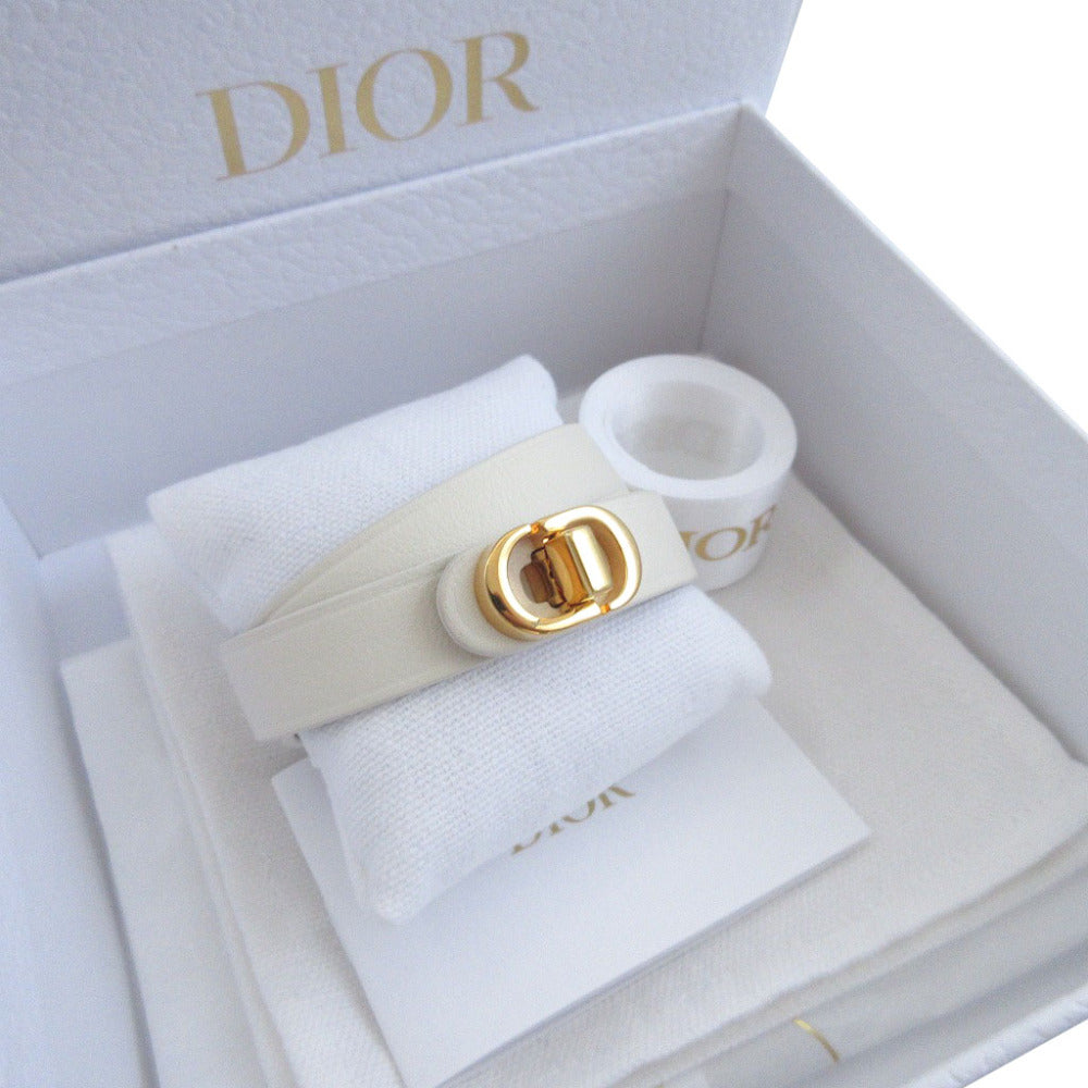 新品同様 クリスチャンディオール 30モンテーニュ B1760 Mサイズ レザー アイボリー 白 2連 ダブル ブレスレット 0318【中古】Christian Dior