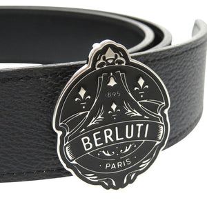 新品同様 ベルルッティ シグネチャーキャンバス レザー ブラック ベルト 黒 0323【中古】BERLUTI メンズ