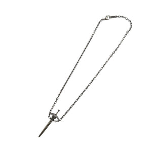 新品同様 バレンシアガ GOTH SWORD 剣型 メタル ラインストーン シルバー ネックレス 0329-2【中古】BALENCIAGA
