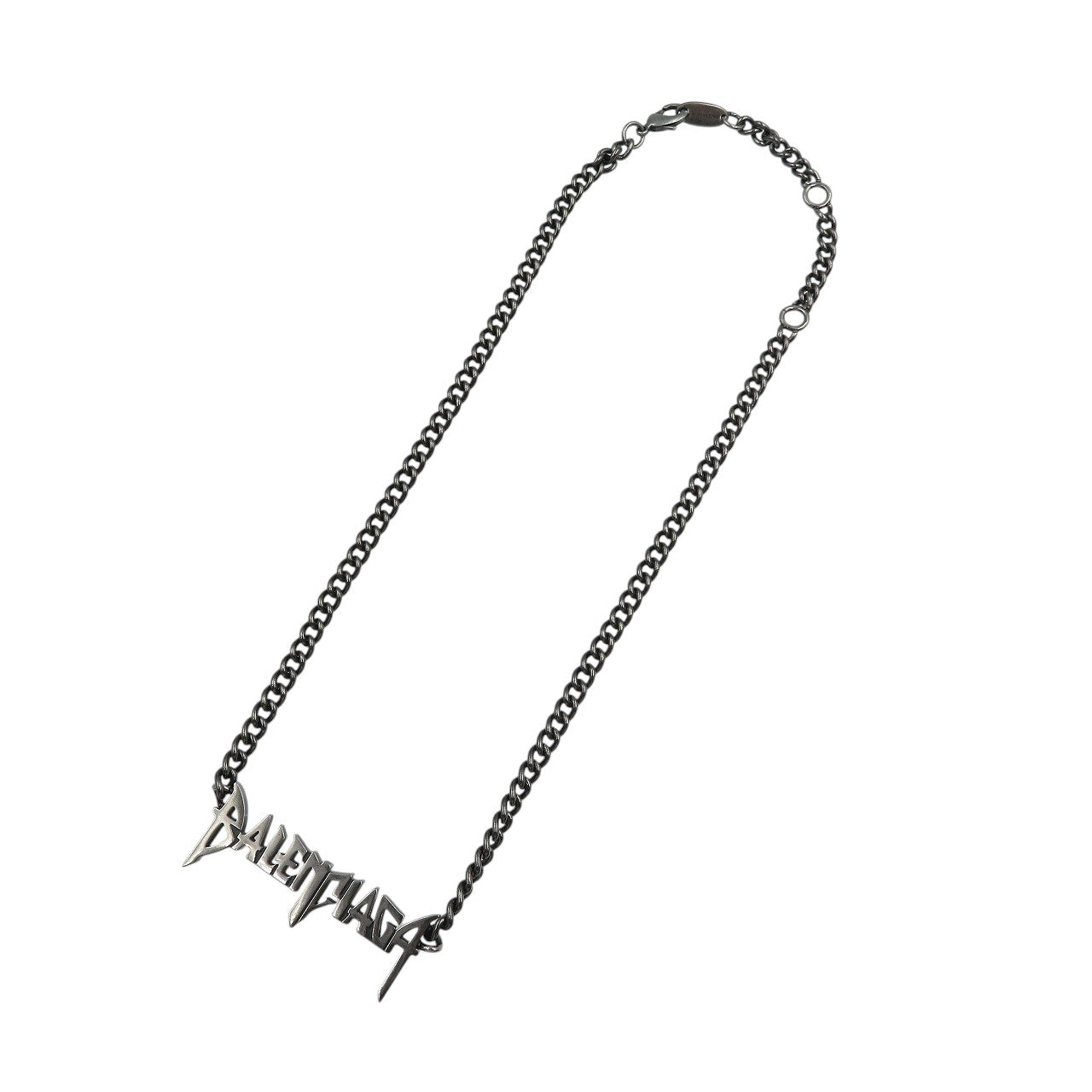 新品同様 バレンシアガ ロゴ メタル シルバー ネックレス 0329-3【中古】BALENCIAGA