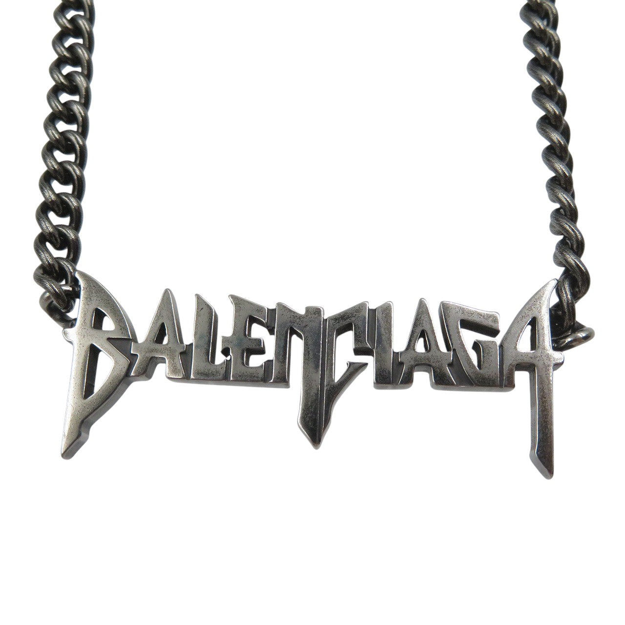 新品同様 バレンシアガ ロゴ メタル シルバー ネックレス 0329-3【中古】BALENCIAGA