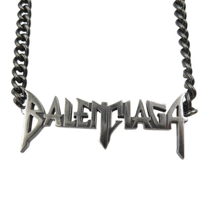 新品同様 バレンシアガ ロゴ メタル シルバー ネックレス 0329-3【中古】BALENCIAGA