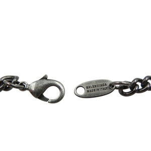 新品同様 バレンシアガ ロゴ メタル シルバー ネックレス 0329-3【中古】BALENCIAGA