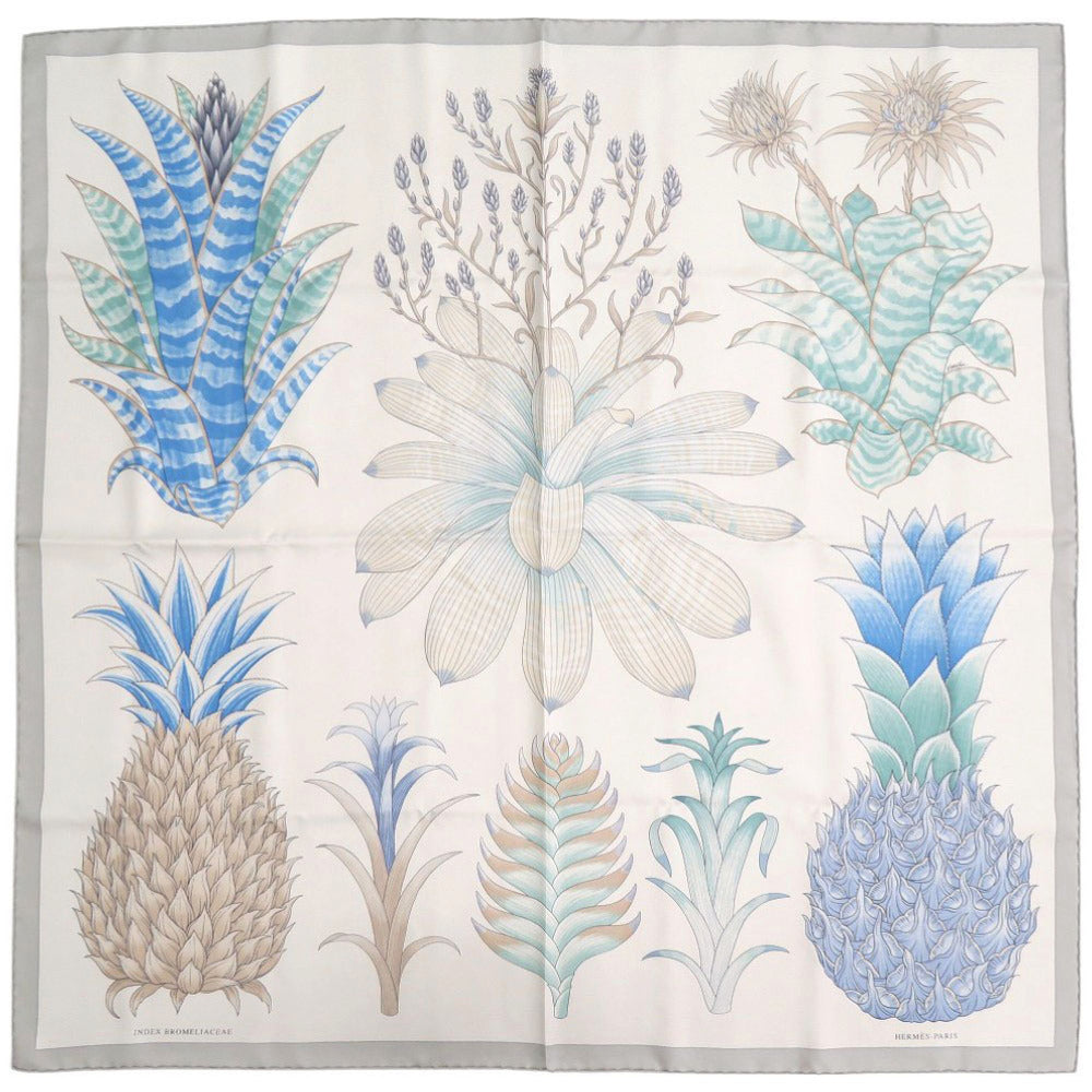 美品 エルメス カレ90 Index Bromeliaceae ブロメリアの目録 シルク マルチカラー スカーフ 0330【中古】HERMES