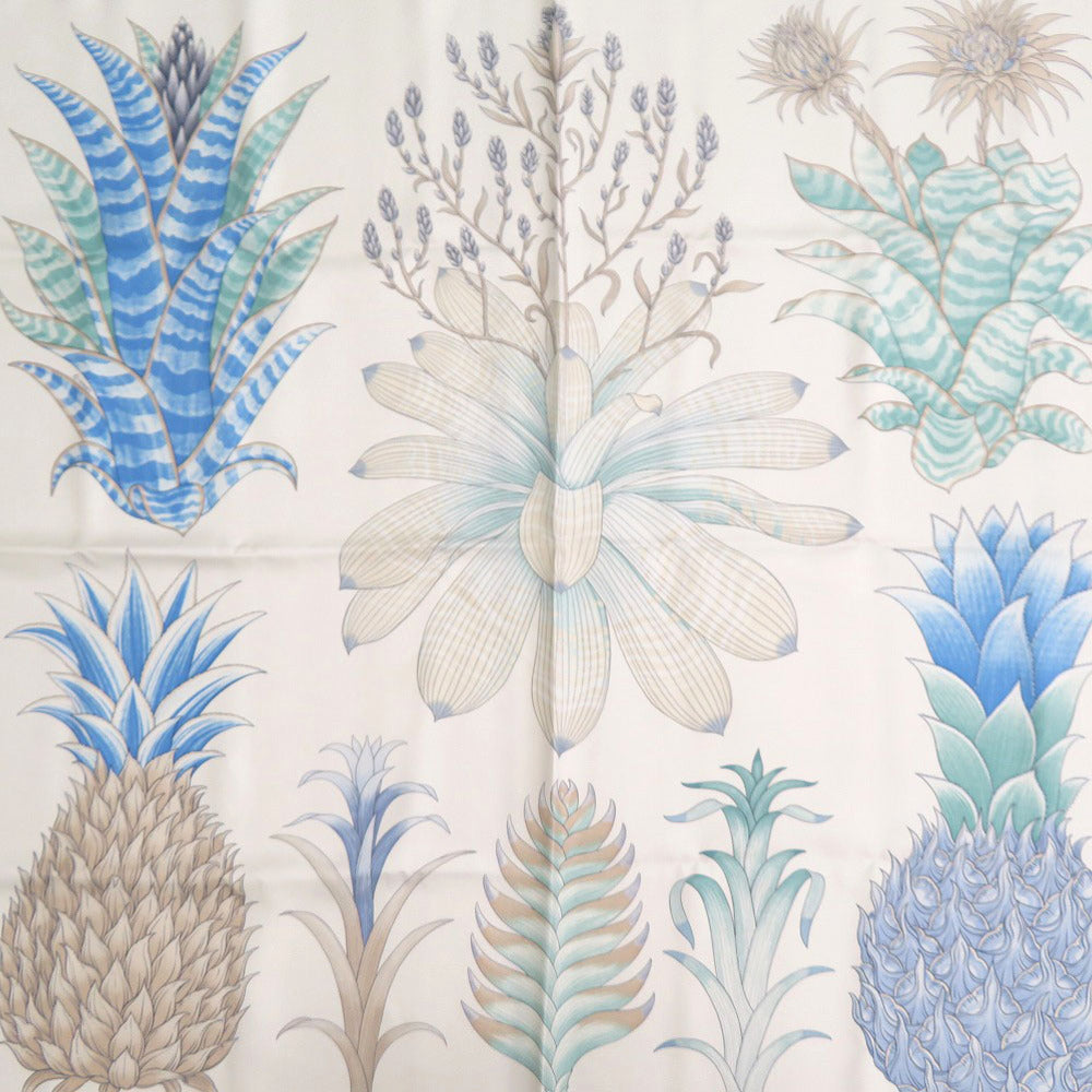 美品 エルメス カレ90 Index Bromeliaceae ブロメリアの目録 シルク マルチカラー スカーフ 0330【中古】HERMES