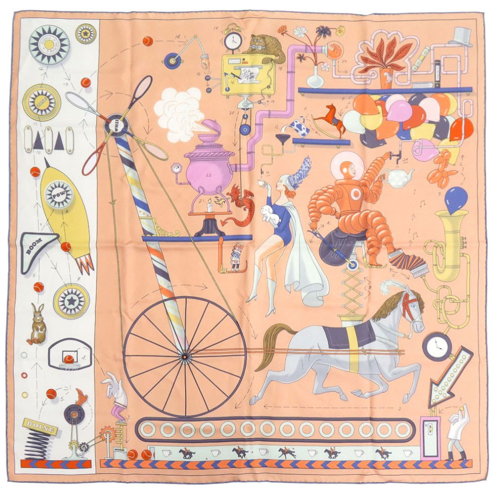 美品 エルメス カレ90 ティー フォー トゥー シルク マルチカラー スカーフ 0330【中古】HERMES