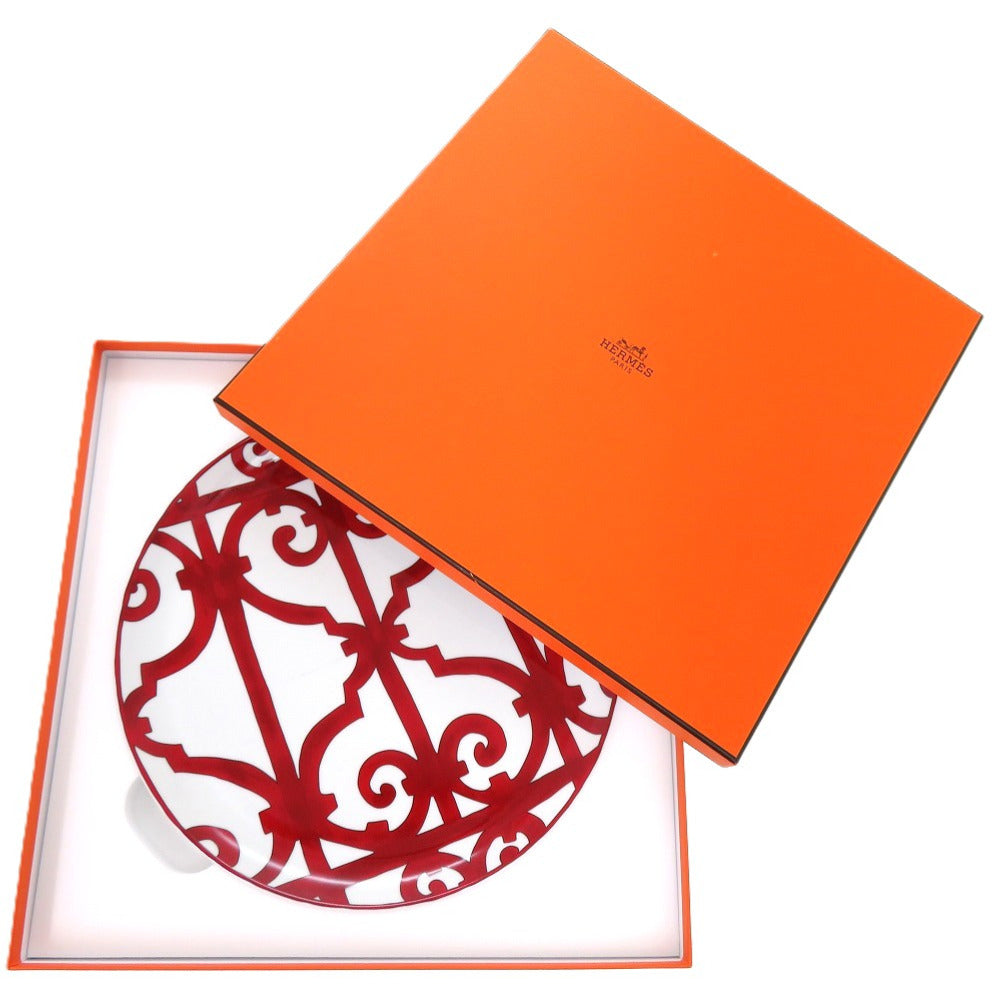 未使用 エルメス ガダルキヴィール 食器 陶器 レッド プレート 皿 0335【中古】HERMES