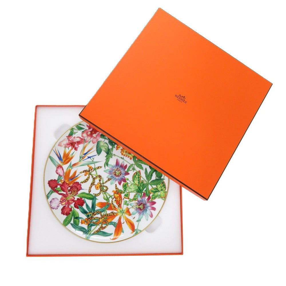 未使用 エルメス パシフォリア タルトプラッター 食器 陶器 グリーン プレート 皿  0336【中古】HERMES
