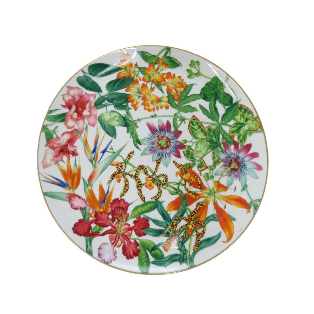 未使用 エルメス パシフォリア タルトプラッター 食器 陶器 グリーン プレート 皿 0336【中古】HERMES