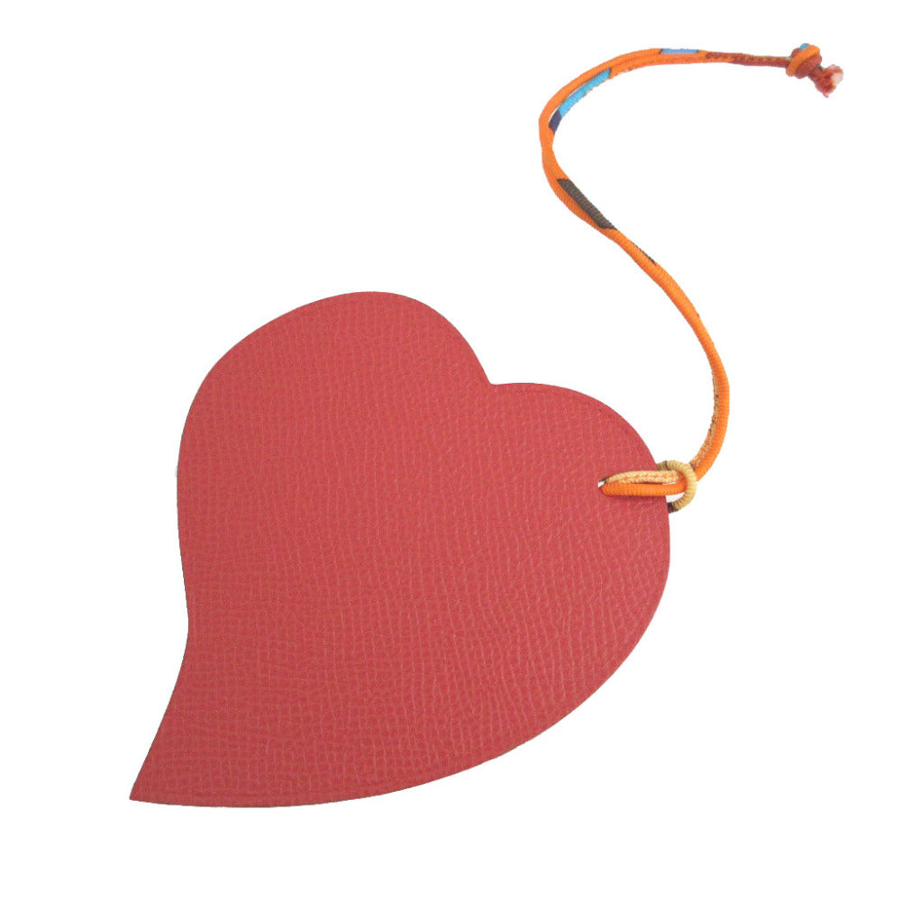 未使用 エルメス プティアッシュ ハート ヴォーエプソン トゴ レッド 赤 グリーン 緑 バッグチャーム キーホルダー 0343【中古】HERMES