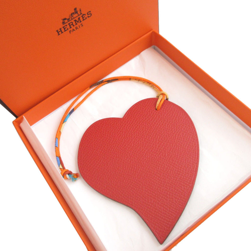 未使用 エルメス プティアッシュ ハート ヴォーエプソン トゴ レッド 赤 グリーン 緑 バッグチャーム キーホルダー 0343【中古】HERMES