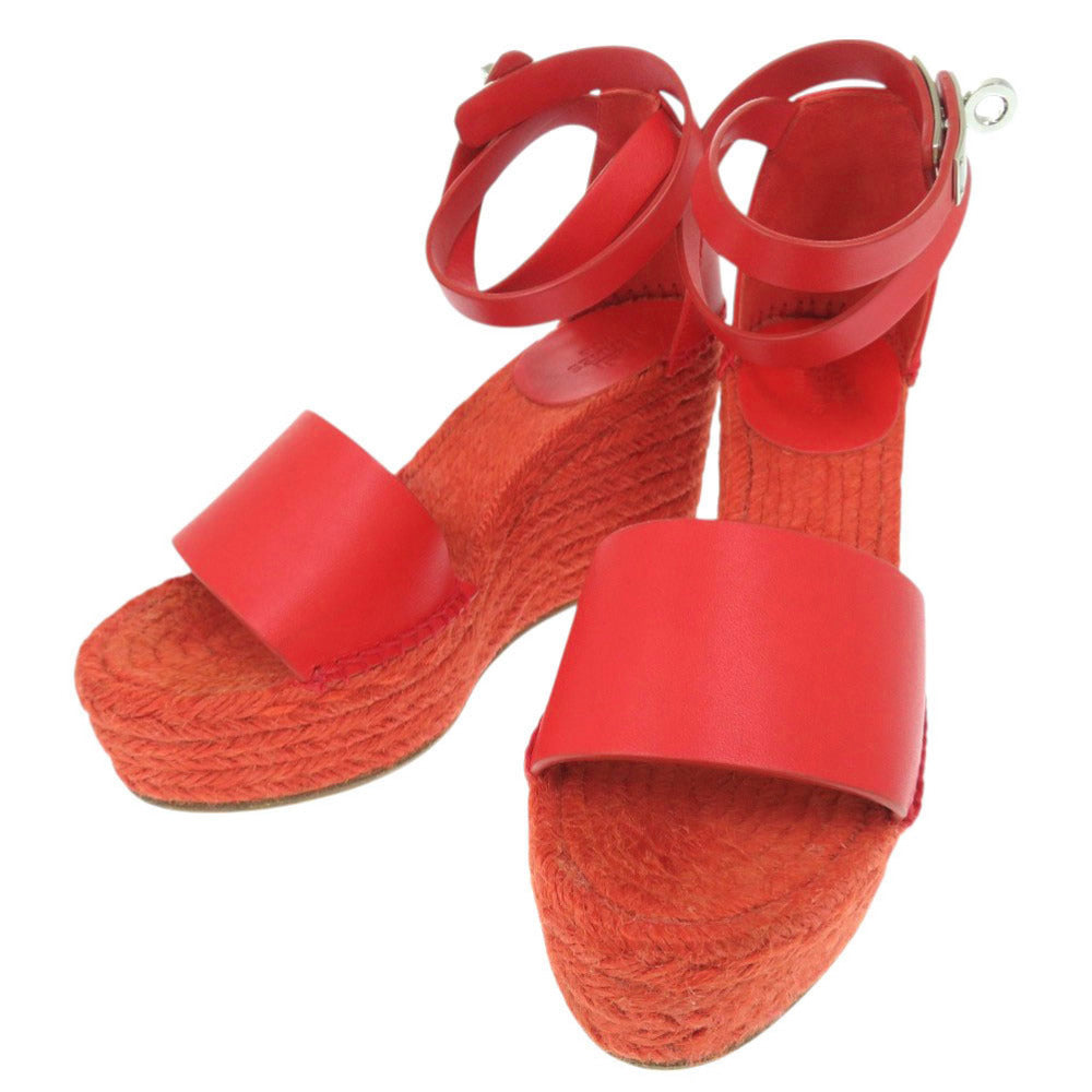 美品 エルメス エスパドリーユ ティポリ ウェッジソール ケリー金具 サイズ35 レザー レッド サンダル 0360【中古】HERMES