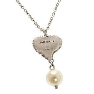 ミュウミュウ ハートデザイン シルバー925 ラインストーン フェイクパール シルバー ピンク ネックレス 0361【中古】MIUMIU