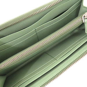 新品同様 プラダ サフィアーノ グリーン L字ファスナー 長財布 0372【中古】PRADA