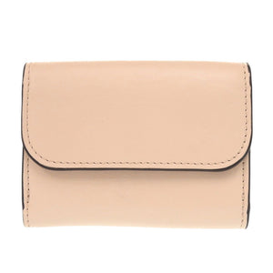 美品 クロエ アルファベット レザー セメントピンク 三つ折り財布 ピンクベージュ 0378【中古】Chloe