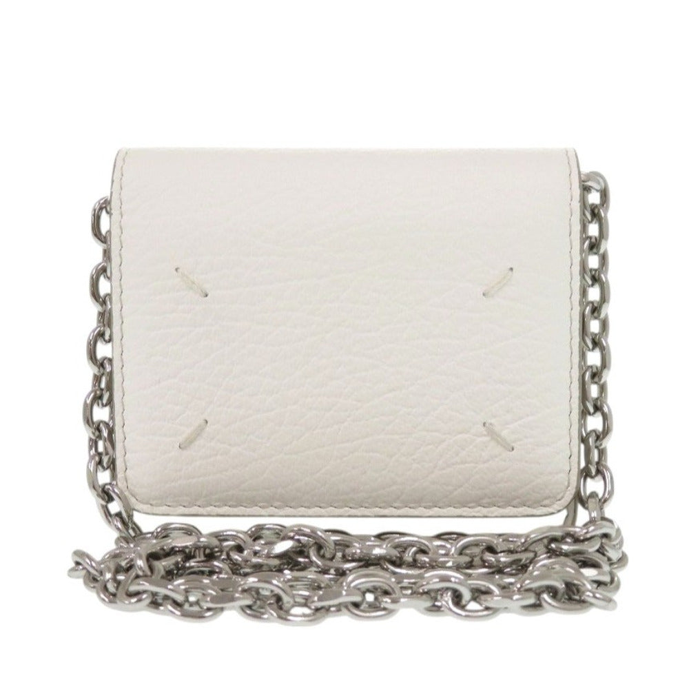 未使用 メゾン マルジェラ チェーンウォレット S56UI0148 P0399 T1003 レザー ホワイト 二つ折り財布 白 0379【中古】Maison Margiela