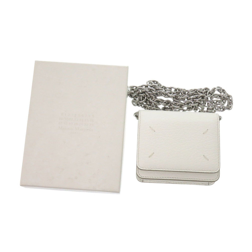 未使用 メゾン マルジェラ チェーンウォレット S56UI0148 P0399 T1003 レザー ホワイト 二つ折り財布 白 0379【中古】Maison Margiela