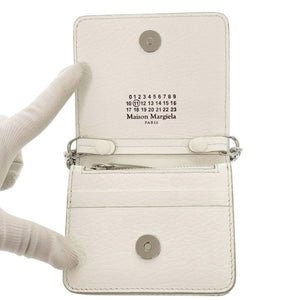未使用 メゾン マルジェラ チェーンウォレット S56UI0148 P0399 T1003 レザー ホワイト 二つ折り財布 白 0379【中古】Maison Margiela