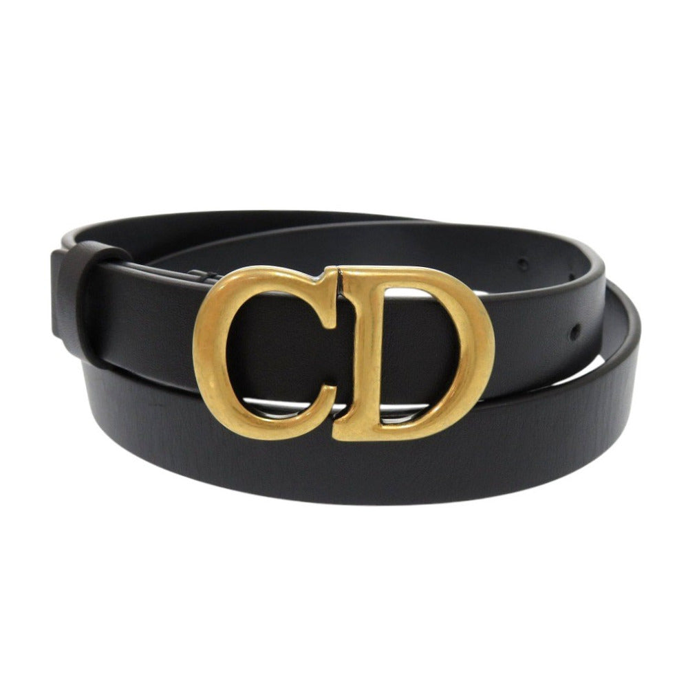 美品 クリスチャンディオール サドル ベルト B0042CWGH サイズ75 ブラック レザー 黒 0381【中古】Christian Dior