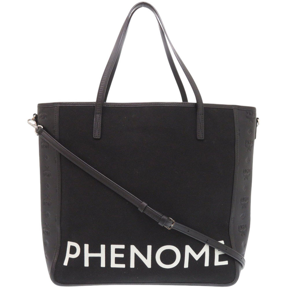 美品 エム シー エム 2WAY PHENOMENON+MCM キャンバス/レザー ブラック トートバッグ 黒 0382【中古】MCM