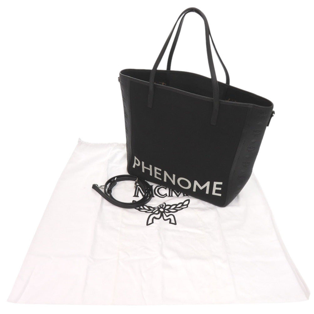 美品 エム シー エム 2WAY PHENOMENON+MCM キャンバス/レザー ブラック トートバッグ 黒 0382【中古】MCM