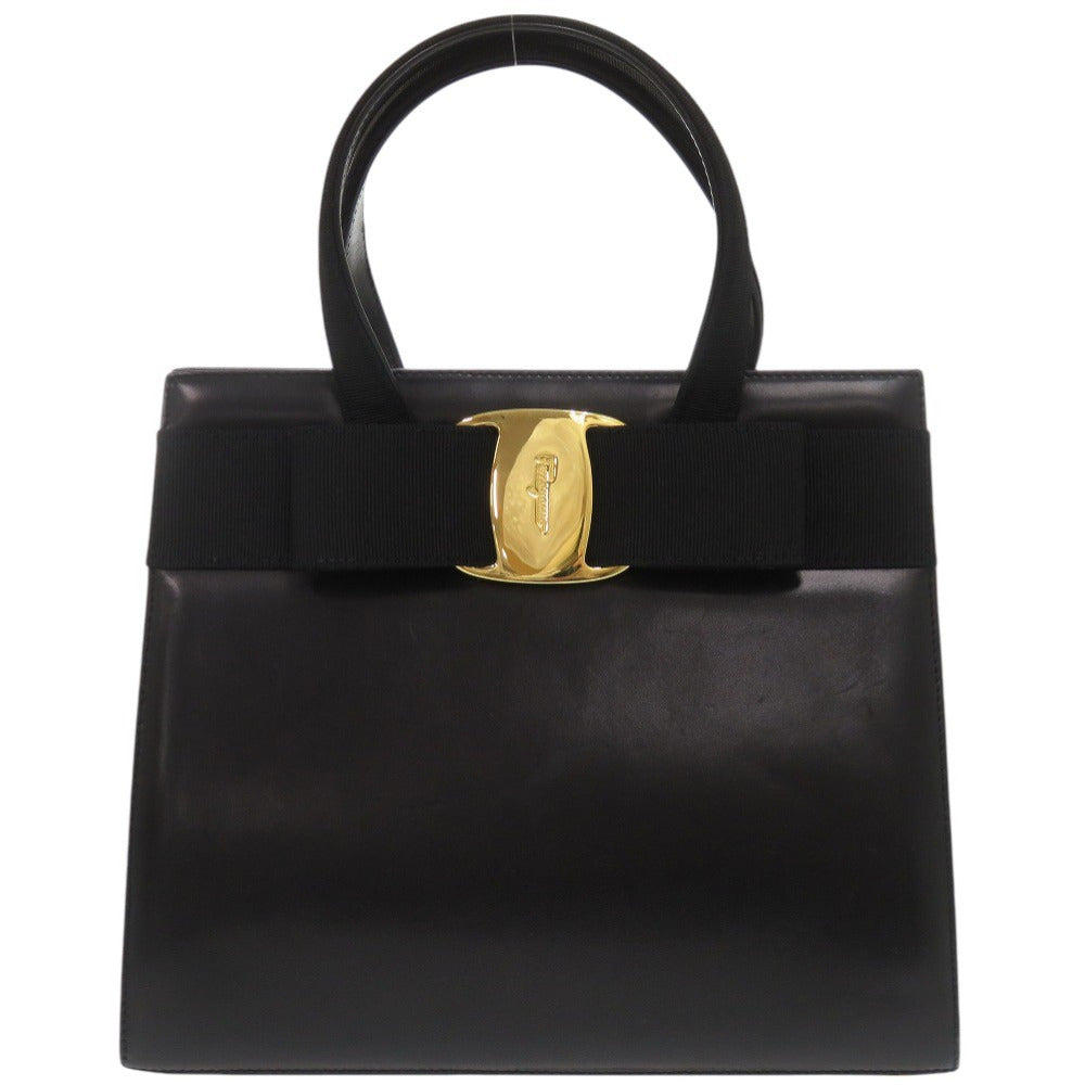 美品 サルヴァトーレフェラガモ ヴァラ BA214178 レザー ブラック ハンドバッグ 黒 0399【中古】Salvatore Ferragamo