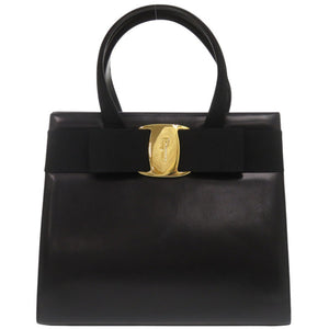 美品 サルヴァトーレフェラガモ ヴァラ BA214178 レザー ブラック ハンドバッグ 黒 0399【中古】Salvatore Ferragamo