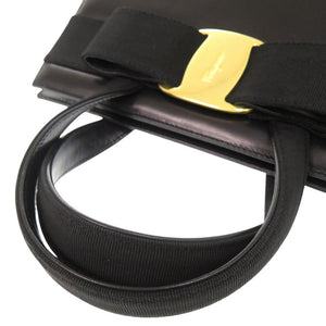 美品 サルヴァトーレフェラガモ ヴァラ BA214178 レザー ブラック ハンドバッグ 黒 0399【中古】Salvatore Ferragamo