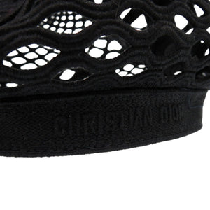 美品 クリスチャンディオール チュール付き ベレー帽 レース 帽子 コットン ブラック 0402【中古】Christian Dior