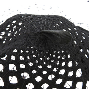 美品 クリスチャンディオール チュール付き ベレー帽 レース 帽子 コットン ブラック 0402【中古】Christian Dior