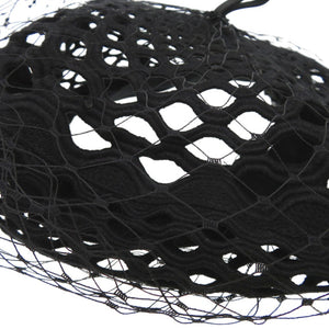 美品 クリスチャンディオール チュール付き ベレー帽 レース 帽子 コットン ブラック 0402【中古】Christian Dior