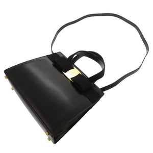 サルヴァトーレフェラガモ ヴァラリボン 2way ハンドバッグ ショルダーバッグ BA214178 レザー ブラック 0404【中古】Salvatore Ferragamo
