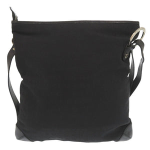 ブルガリ ロゴマニア キャンバス レザー ブラック ショルダーバッグ 黒 0405【中古】BVLGARI メンズ