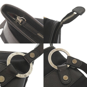 ブルガリ ロゴマニア キャンバス レザー ブラック ショルダーバッグ 黒 0405【中古】BVLGARI メンズ