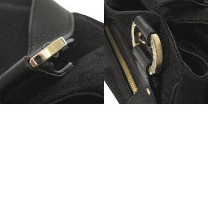 ブルガリ ロゴマニア キャンバス レザー ブラック ハンドバッグ トートバッグ 黒 0406【中古】BVLGARI