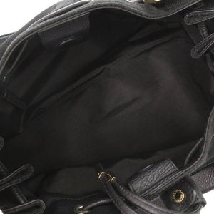 ブルガリ ロゴマニア キャンバス レザー ブラック ハンドバッグ トートバッグ 黒 0406【中古】BVLGARI