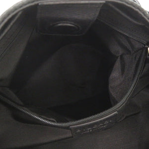 ブルガリ ロゴマニア キャンバス レザー ブラック ハンドバッグ トートバッグ 黒 0406【中古】BVLGARI