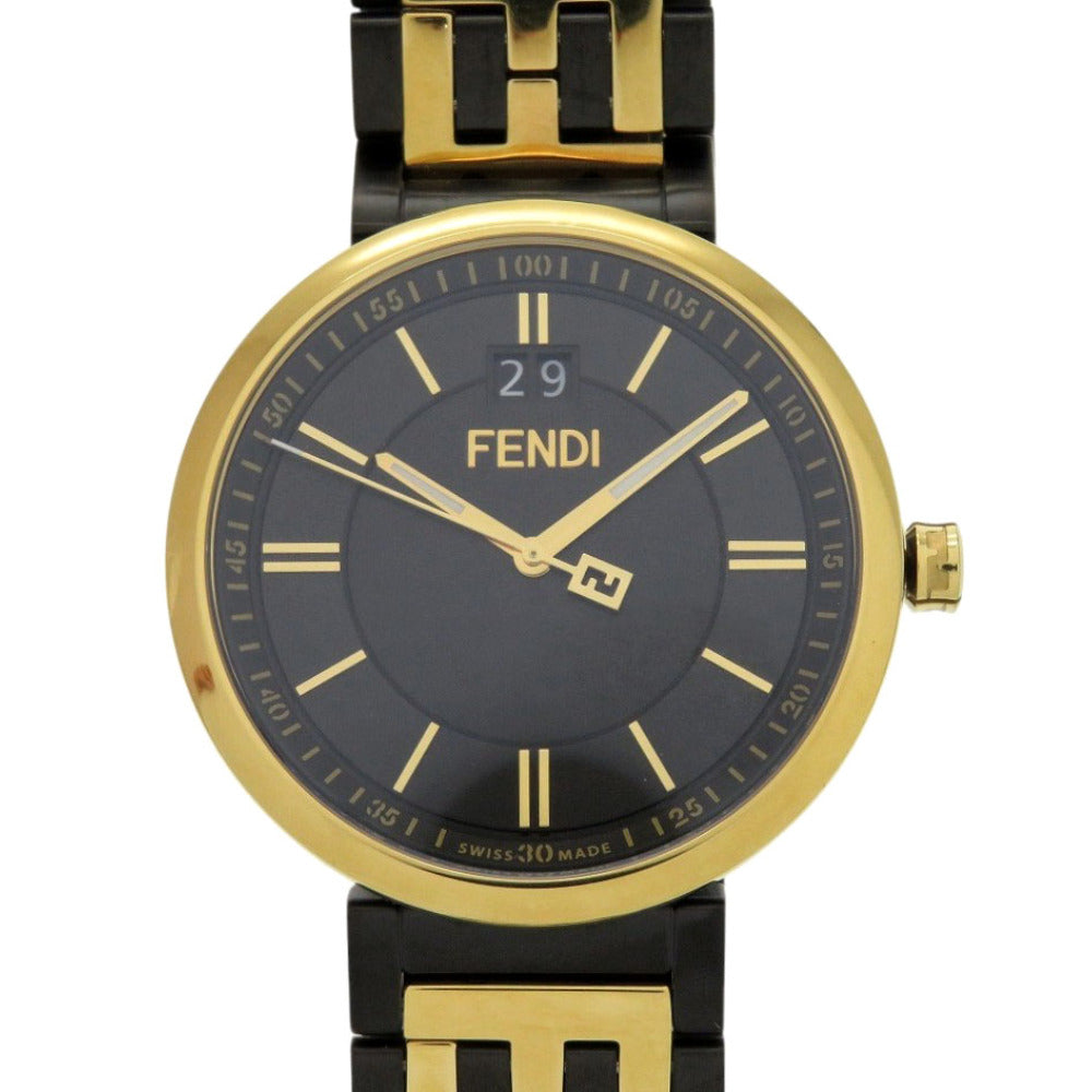 新品同様 フェンディ フォーエバー SS ブラック ゴールド クオーツ 腕時計 黒文字盤 0409【中古】FENDI