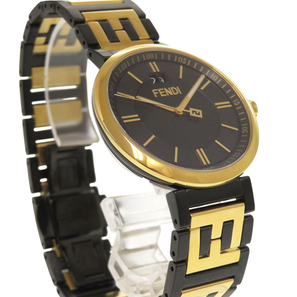 新品同様 フェンディ フォーエバー SS ブラック ゴールド クオーツ 腕時計 黒文字盤 0409【中古】FENDI