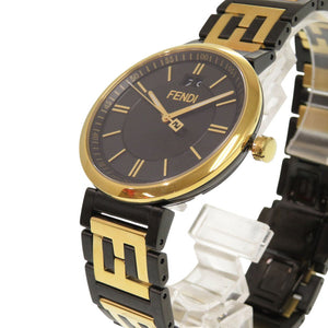 新品同様 フェンディ フォーエバー SS ブラック ゴールド クオーツ 腕時計 黒文字盤 0409【中古】FENDI