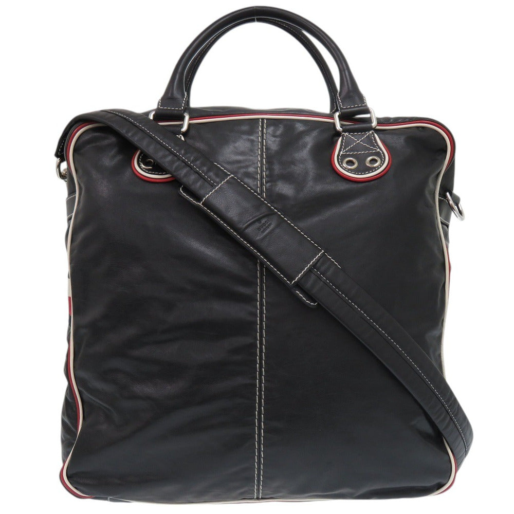 美品 グッチ 2WAY 194458 レザー ブラック ショルダーバッグ 黒 0416【中古】GUCCI